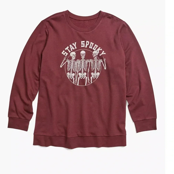 LANE BRYANT “Stay Spooky” Crewneck Sweater - Size 18/20 Maroon - Picture 1 of 10